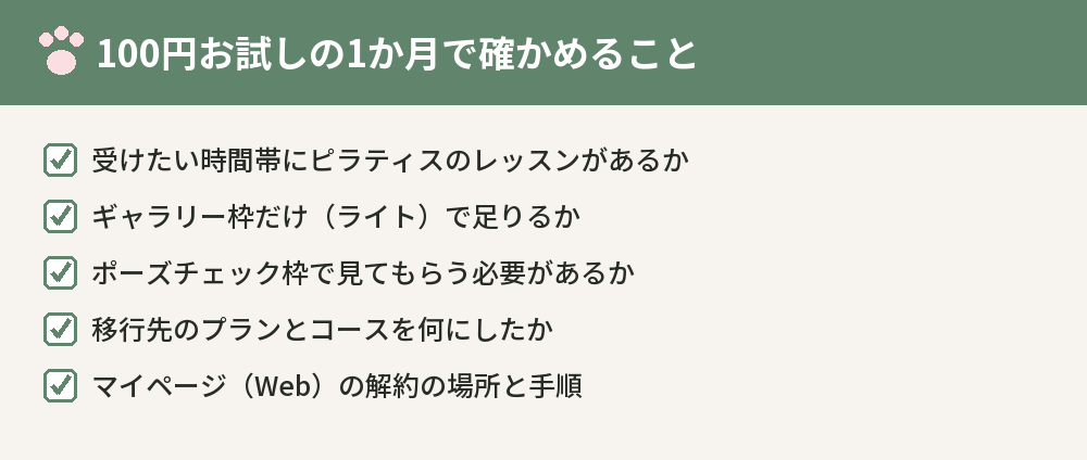 100円お試しの1か月で確かめる5つのこと